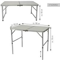 Mesa para Acampada 90x60x70cm Incl 2 Taburetes Plegable portátil como si Fuera un maletín Altura Regulable para pícnic Camping Gris Claro - details 2