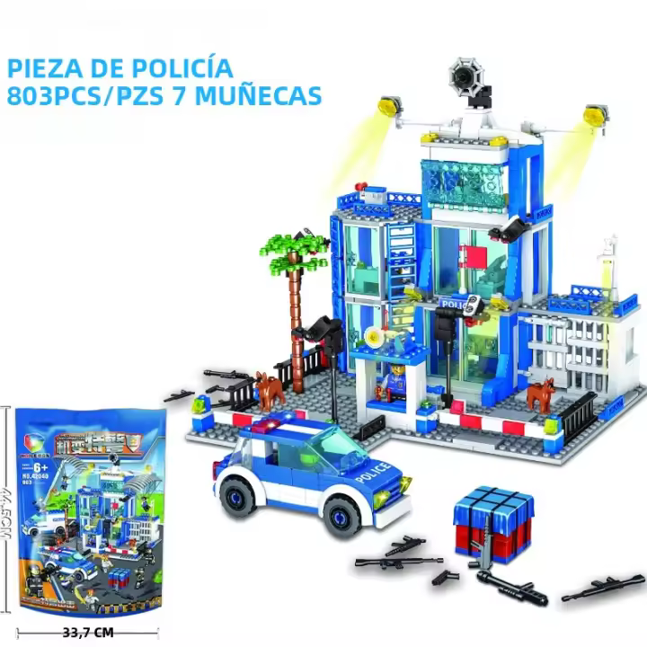 Conjunto De Modelos Militar Para Niños 800PCS Estación De Policía SWAT Set De Prisión Carro Policía Barco Bloques DIY Regalo Para Niños - 1