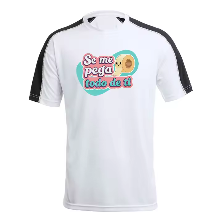 MERCHANDMANIA CAMISETA técnica franja mangas NEGRA frase graciosa amistad amigos chiste novios tshirt - 1