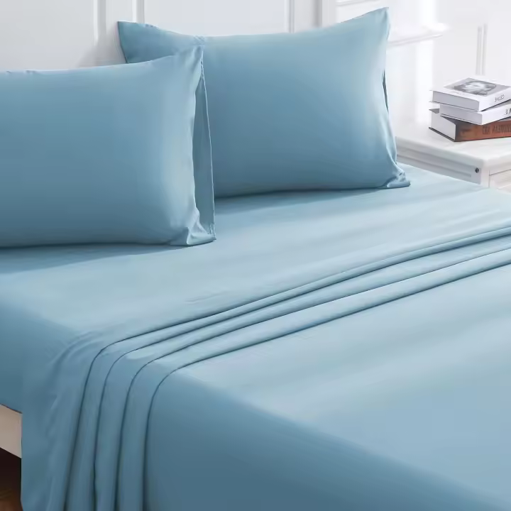 Juego de sábanas de microfibra transpables y frescos: ropa de Cama suave y lujosa de 4 piezas de fácil cuido y sedosa, sin arrugas. (Azul-Rey) - 1