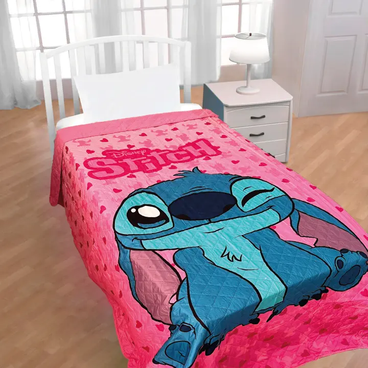 Stitch - Colcha Bouti Stitch Rosa Verano Disney 170 x 250 Cm (Cama 90 - 105 Cm) Lilo Stitch Rosa - 1