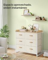 Cómoda infantil con 6 cajones, resistente al agua, ideal para dormitorio, entrada y salón, color beige o gris - details 2
