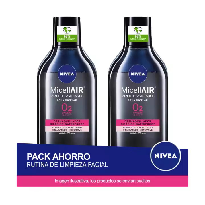 NIVEA Pack ahorro - Agua Micelar Bifásica Profesional 2 x 400ml - 1