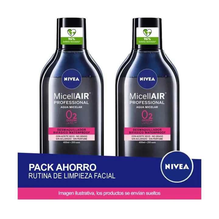 NIVEA Pack ahorro - Agua Micelar Bifásica Profesional 2 x 400ml - 1