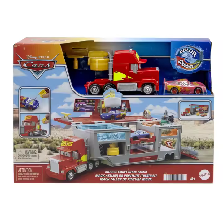 Camion Cars taller de pintura móvil. Incluye un coche de Rayo Mcqueen. (Mattel HPD82) - 1