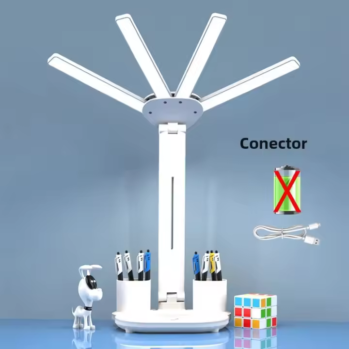 Lámpara De Mesa Recargable Para Estudio Con Ventilador Y Pantalla LED Luz De Lectura Sin Sombrilla Control Táctil Incluye Batería - 1