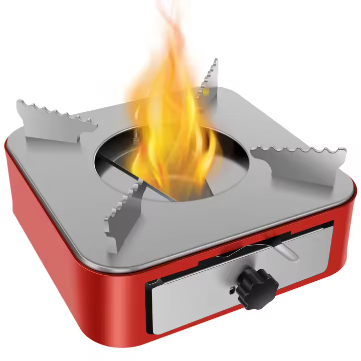Estufa De Camping Mini De Acero Inoxidable Con Cajón Ajustable De Fuerza De Combustión Para Exteriores Y Senderismo Cocina Con Alcohol - 1