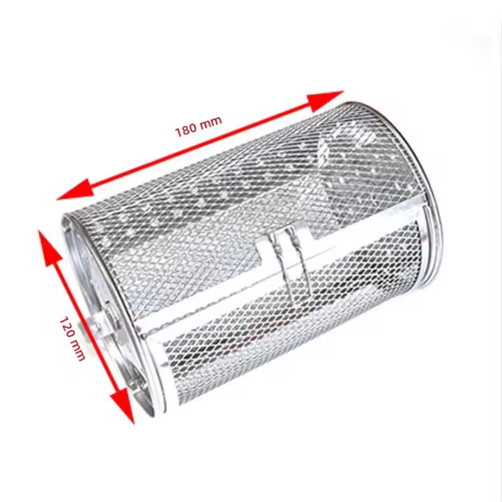 Carcasa De Acero Inoxidable Para Barbacoa Y Horno Accesorios Para Air Fryer Cesta De Freír Universal Grilled Cage Drum Rack Para Café Y Carne - 1