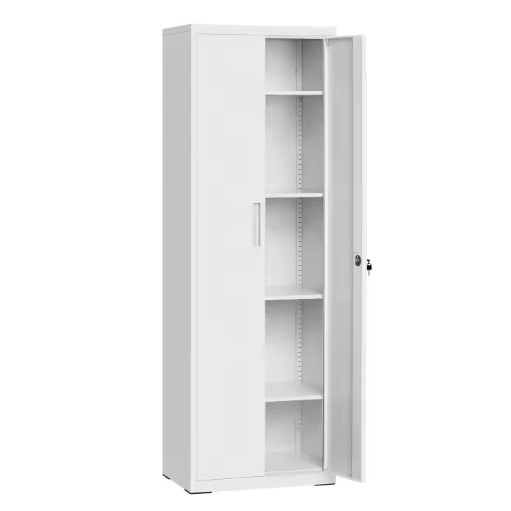 SONGMICS Armario de Almacenamiento de Acero, Armario Multiuso, con 5 Baldas, Puertas Dobles, Cerradura, Armaio de Herramientas, Baldas Ajustables, para Garaje, Estudio, Gris - 1
