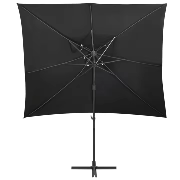 Sombrilla Jardín voladiza con cubierta Doble Negro 250x250 cm - 1