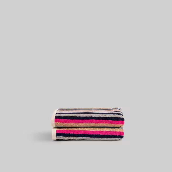 Toalla Vintage Rayas Rosa / Negro - Pack 2 unid - 1