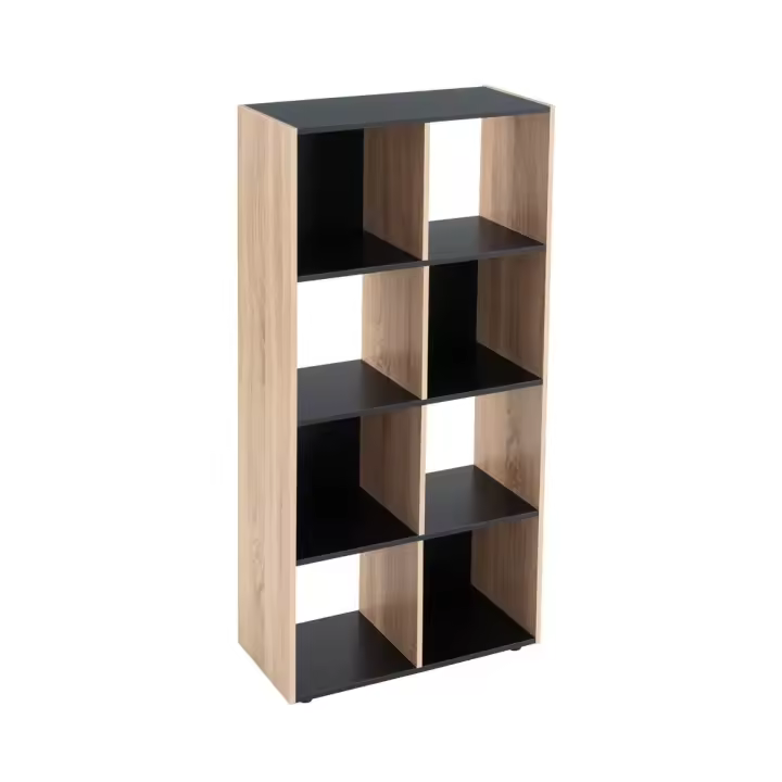 Lola Home Estantería cubo de madera MDF negra y beige  de 60x29x120 cm - 1