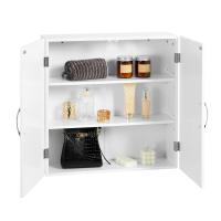 Armario de pared blanco mate para baño estilo escandinavo, con 2 puertas y estantes ajustables - 60x18x60 cm - details 4