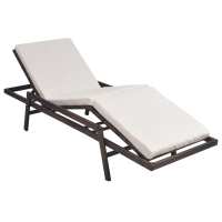 vidaXL Tumbona con cojín de ratán sintético Marrón, Negro, Sillas de Exterior Ideal para jardín, playa, piscina, terraza Tumbona Piscina Tumbonas Playa Tumbonas Jardín Exterior - details 0