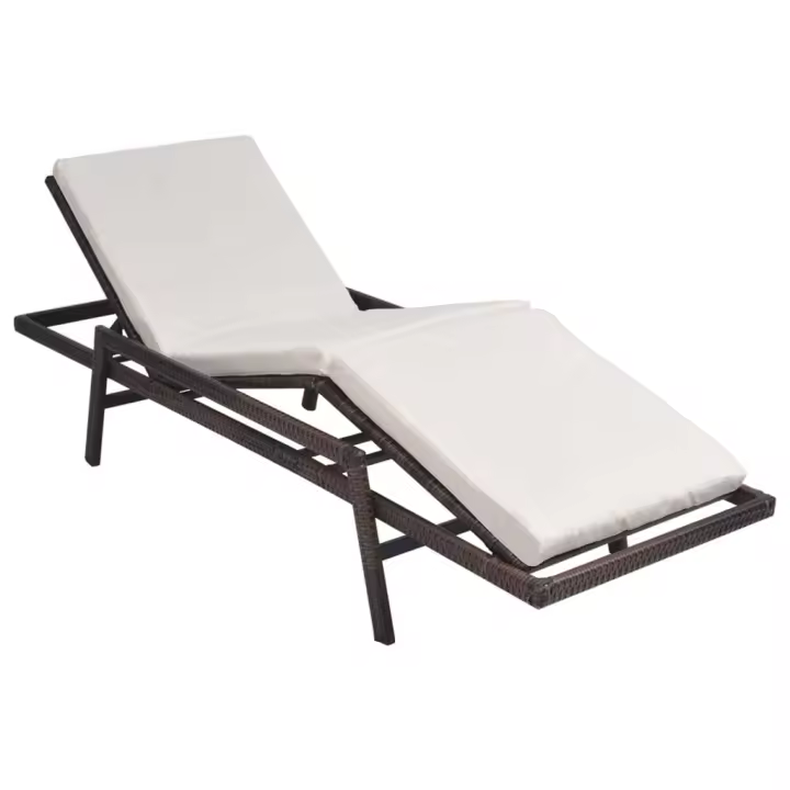 vidaXL Tumbona con cojín de ratán sintético Marrón, Negro, Sillas de Exterior Ideal para jardín, playa, piscina, terraza Tumbona Piscina Tumbonas Playa Tumbonas Jardín Exterior - 1