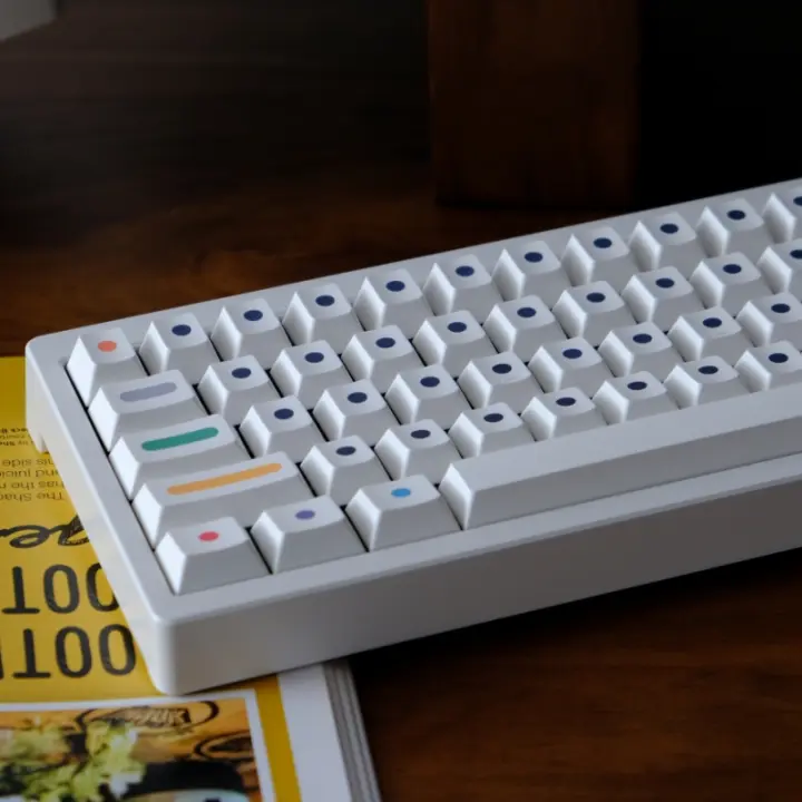 GMK Cherry Profile V2 Con Puntos PBT Keycap Para Teclado Mecánico PC Gamer Personalizable Blanco Alice80 2.25U 2.75U 7U Spacebar MX Switch - 1