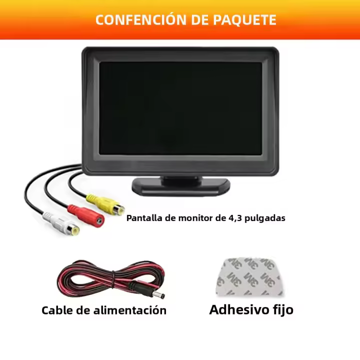 Monitor De Cámara Trasera Para Coche 4.3 Pulgadas Sistema De Parqueo Fácil Instalación Cámara De Reversa Alta Resolución ABS - 1
