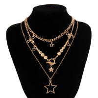 Collar Colgante Estrella Y2K Moda Punk Irregular Con Bolas Y Cadena Multicapa Para Mujer Joyería De Moda Collar De Fiesta - details 1
