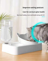 Tazas Para Gatos Y Perros Doble Alimentador De Agua Y Alimentos Inclina 15 Grados Tazas Elevadas Con Botella Automática Para Mascotas - details 4