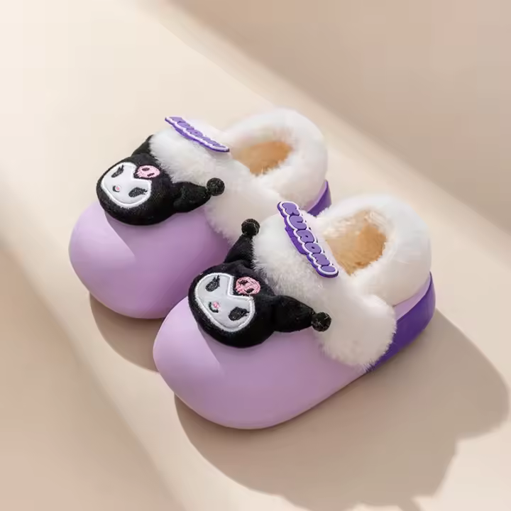 Zapatillas De Casa Sanrio Hello Kitty Para Mujer Invierno Plush Antideslizantes Cuña Baja Dibujos Animados Kuromi Cinnamoroll Talla True - 1