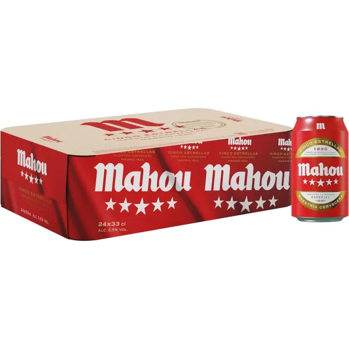 Cerveza Mahou - 24 latas de 33cl - 5 estrellas / Tostada 0,0 / Clásica - 1