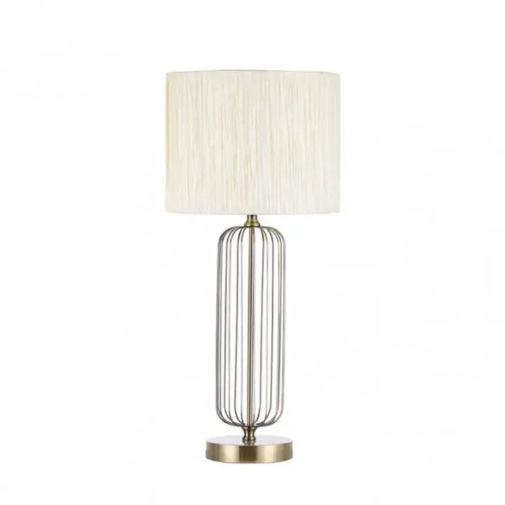 Lámpara de Mesa FABRILAMP Sobremesa Mansonia Cuero Beis 66x30x30 Cm - 1