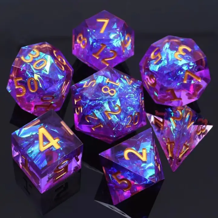 Juego De 7 Dados De Resina En Formas Poliedras Multicolor Para Juegos De Mesa Y Decoración Del Hogar Juguete De Rol Para Niños Y Adultos - 1