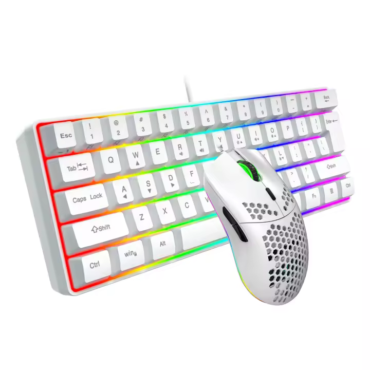 HY Teclado Y Ratón Gaming HXSJ V700 RGB 61 Teclas Sensación Mecánica Conjunto De Teclado Y Mouse Ergonómico Para Juego De Computadora - 1