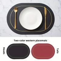Juego De Tapetes Para Mesa De Comedor Estilo Nórdico Impermeables Antideslizantes Aislantes De Calor De Cuero PU Rectangular Y Redondo Para Decoración De Mesa Y Cocina - details 9