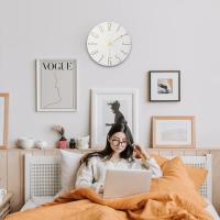 Reloj de pared Silencioso de precisión de Diseño Moderno, sin Tictac, Reloj de pared de 12 pulgadas para el hogar (Blanco) - details 1