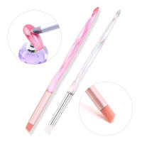 Cepillo De Arte De Uñas Con Mango De Acrílico Para Mezcla Suave Sombreado Y Detalles En Ombre Gradient Redondo En Rosa Y Transparente - details 1