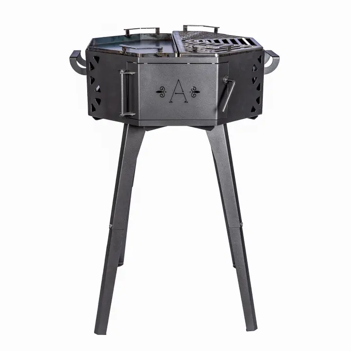 Barbacoa Parrilla Fogonero Carbon Parrilla Argentina Artesanal Color Gris. Aire Libre. Medidas 100x60x60 - 1
