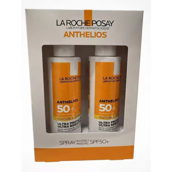 DUPLO La Roche-Posay Anthelios Spray Invisible SPF50+ (2 x 200ml) - Pack Ahorro Protector Solar Corporal Ultra-Ligero y Resistente - 1