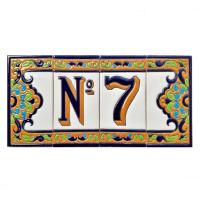 Letras y números grandes de cerámica 15cm. (6") para la pared - Letras y números esmaltados - Modelo "BARROCO-A" - Big ceramic tile letters/numbers - - details 2