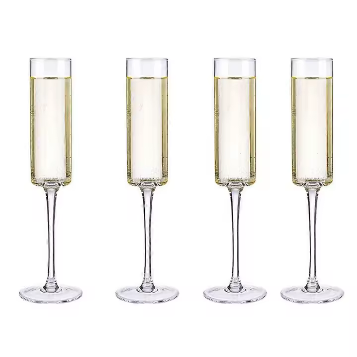 Elegant Champagne Glasses Set of4, Glass Champagne Flutes for Birthday, Wedding, Party Clear - 1