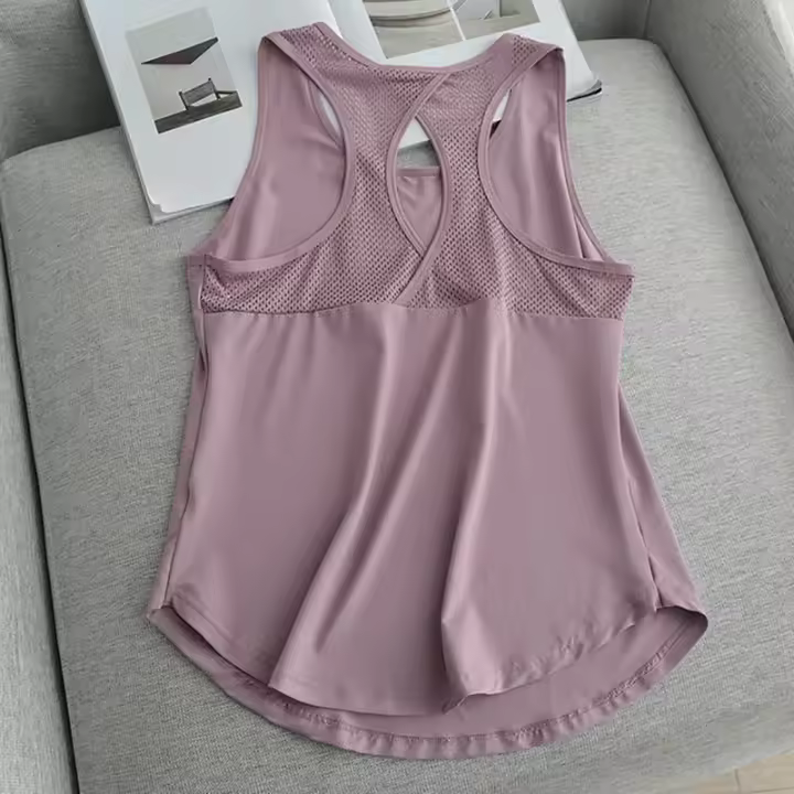 Camiseta De Verano Para Mujer Secado rápido Malla Sin Espalda Casual Versátil Para Yoga Fitness Running - 1