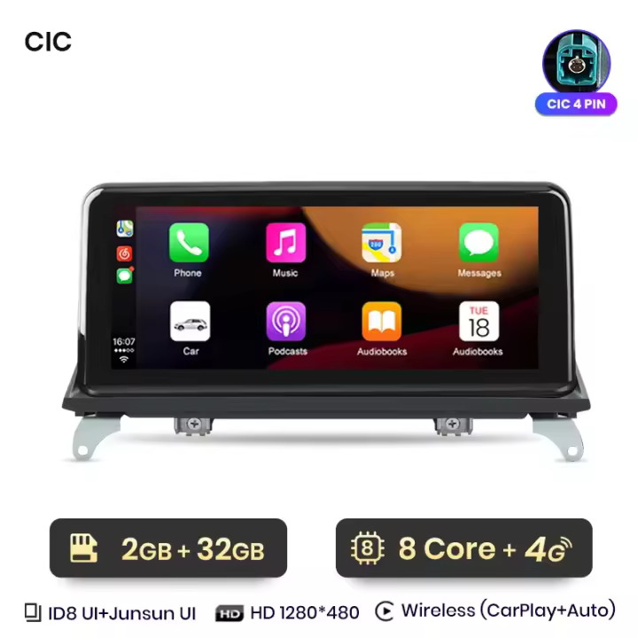Junsun-Radio Multimedia con GPS para coche autorradio 2DIN con CarPlay inalámbrico Android para BMW X5 E70 F15 X6 E71 F16 2007-2013 - 1