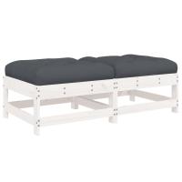vidaXL Taburetes de jardín con cojines 2 uds madera maciza pino Pino natural, Pino blanco, Pino gris Conjunto Terraza Muebles Jardín Exterior Juego de Muebles de jardín Mueble Jardín Exterior Muebles de Salon Exterior - details 3