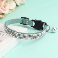 Collar De Gato De Cuero Suave Con Diamantes Bling Y Campana Seguridad Breakaway Ajustable Para Perros Y Gatos XS S Rosa - details 4