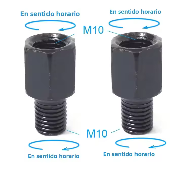 Adaptadores De Espejo Para Motocicleta 1 Pares Negro Conversión De Espejos Traseros Tornillos M10 10MM M8 8MM Hora Anti-hora Izquierda Derecha Material De Aleación - 1