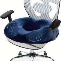 Cojín De Espalda Ergonómico De Memoria Para PC Con Soporte Para La Cola De Caballo Cubierta De Terciopelo Tejida Lavable Máquina - details 1