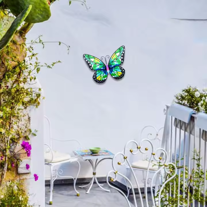 Decoración De Pared Con Mariposas De Metal Arte De Alas Para Balcón Patio Valla Artísticas Y Estéticas Adornos Para Exterior - 1