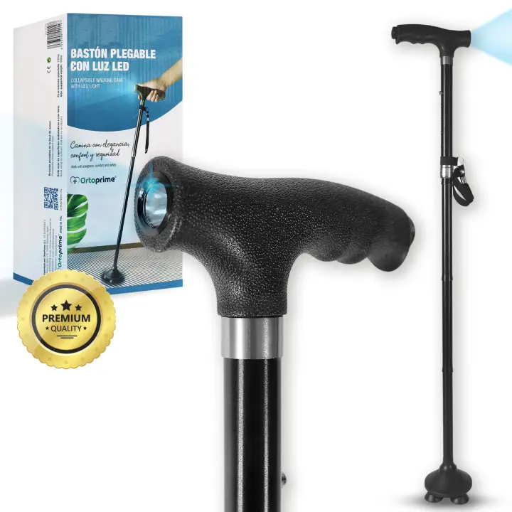 Bastón Plegable para Mayores Extensible con Luz LED Ortoprime - 1