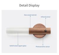 Luz Nocturna Sensor De Cuerpo LED Diseño De Madera Para Dormitorio Luz De Pared Manejable Luz De Lectura De Escritorio Iluminación De Pasillo Baño - details 8