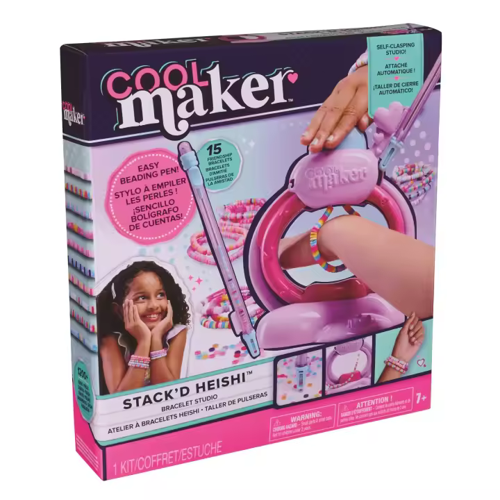 Cool Maker Stack'd Heishi Studio - Kit de fabricación de pulseras de cuentas fácil y más de 1200 cuentas para pulseras - Juguetes para niños de +7 años (Spin Master 6072592) - 1