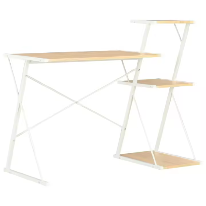 vidaXL ESCRITORIO CON ESTANTERÍA BLANCO Y ROBLE 116X50X93 CM - 1