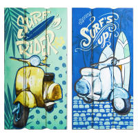 CAPRILO REGALOS & DECORACIÓN Set de 2 Adornos Colgantes Decorativos "Tablas Surf-Motos Vespa". Cuadros y Apliques. Verano. Muebles Auxiliares. Regalos Originales. Decoración para el Hogar. 30 x 1,80 x 60 cm - details 0