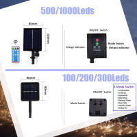 Luces De Hiedra LED Solares Impermeables 10M-100M Con Panel Solar Grande Para Exterior Decoración De Jardín Navidad Color Blanco Cálido Y Multicolor - details 1