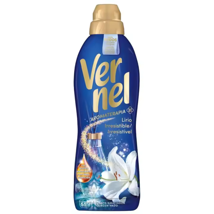 PACK de 8 -  VERNEL Suavizante concentrado aromaterapia lirio irresistible 55 lavados 1,000 litros PACK de 8 x 440 lavados - 1