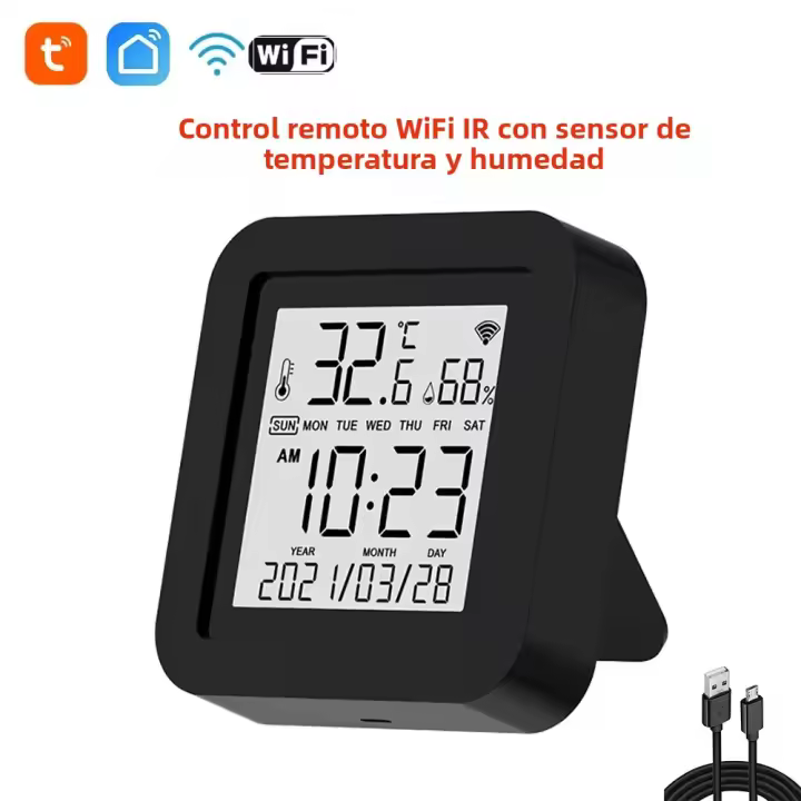 Sensor De Temperatura Y Humedad Con Pantalla LCD Wifi Tuya Compatible Con Alexa Y Google Home Para Habitaciones De Bebés Y Almacenes Monitor De Ambiente Interior - 1